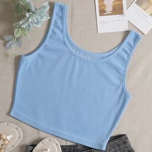Sky Blue Ribbed Tank Top